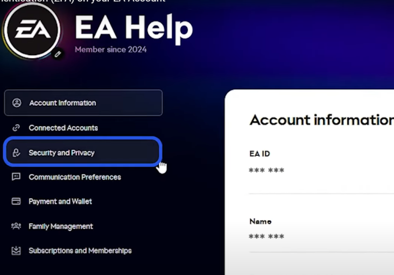 EA Backup Codes panel