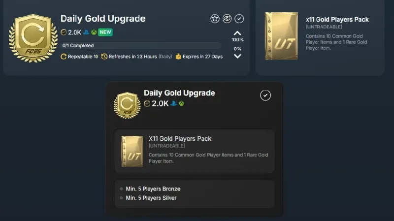 daily gold upgrade solving