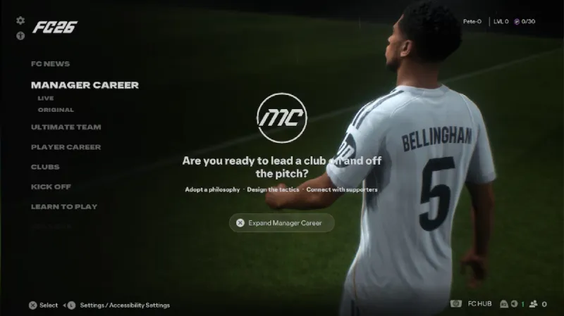 EA FC 26 Career Mode menu