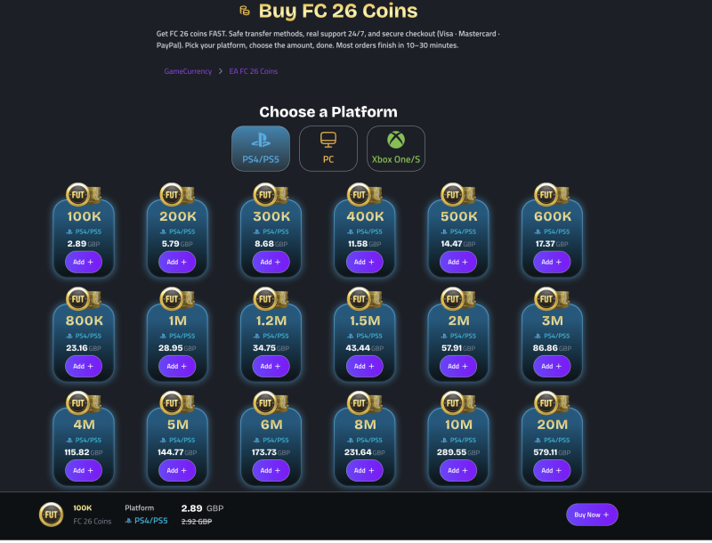The Fastest Option is to buy coins from GameCurrency