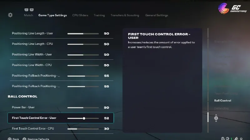 FC 26 Ultimate difficulty slider setting
