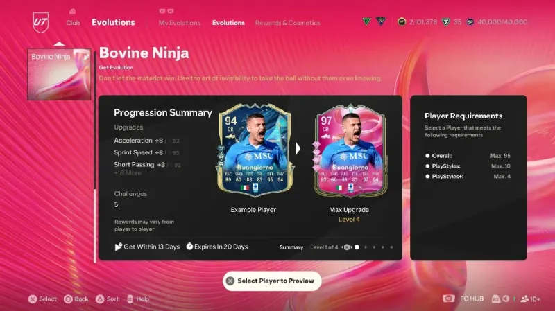 Best Players for FC 25 Evolution Bovine Ninja