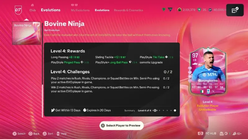 Best Players for FC 25 Evolution Bovine Ninja Hato