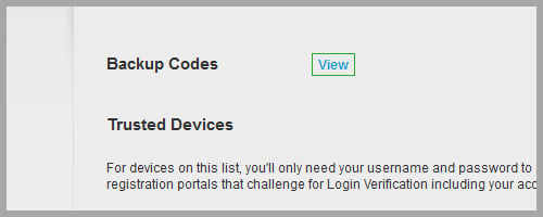 EA Backup Codes selection