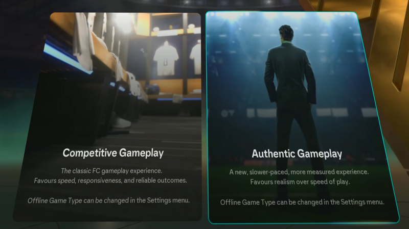 FC 26 Authentic vs Competitive menu