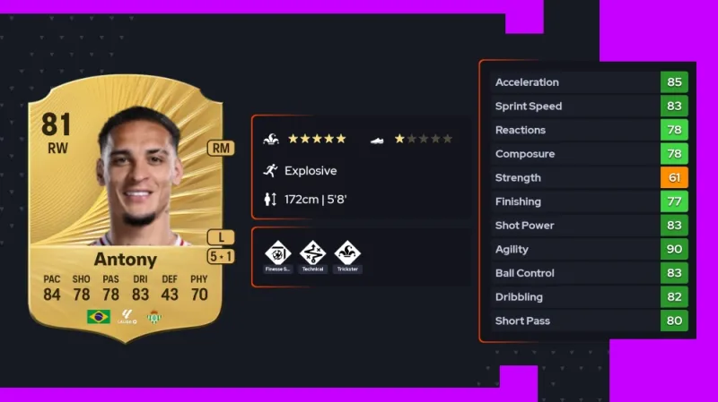 FC 26 Top 10 Players antony stats