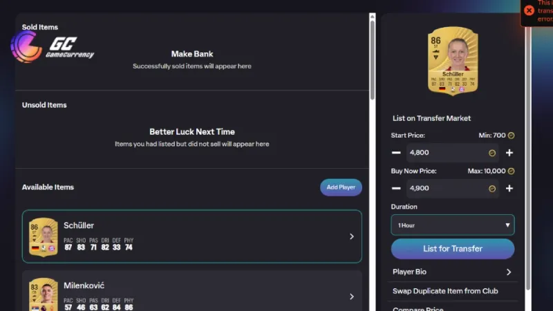 fc 26 web app player transfer market 