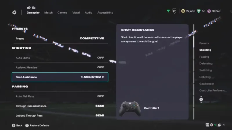 Best FC 26 Settings passing shooting